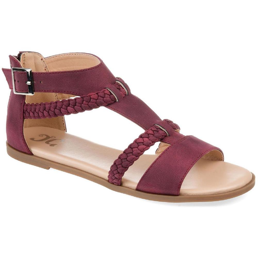 Journee Collection Womens Florence Purple Strappy Zip Up Flats Shoes NWOB